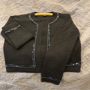 Banana Republic merino wool zip cardigan with beading detail Sz S EXQUISITE!